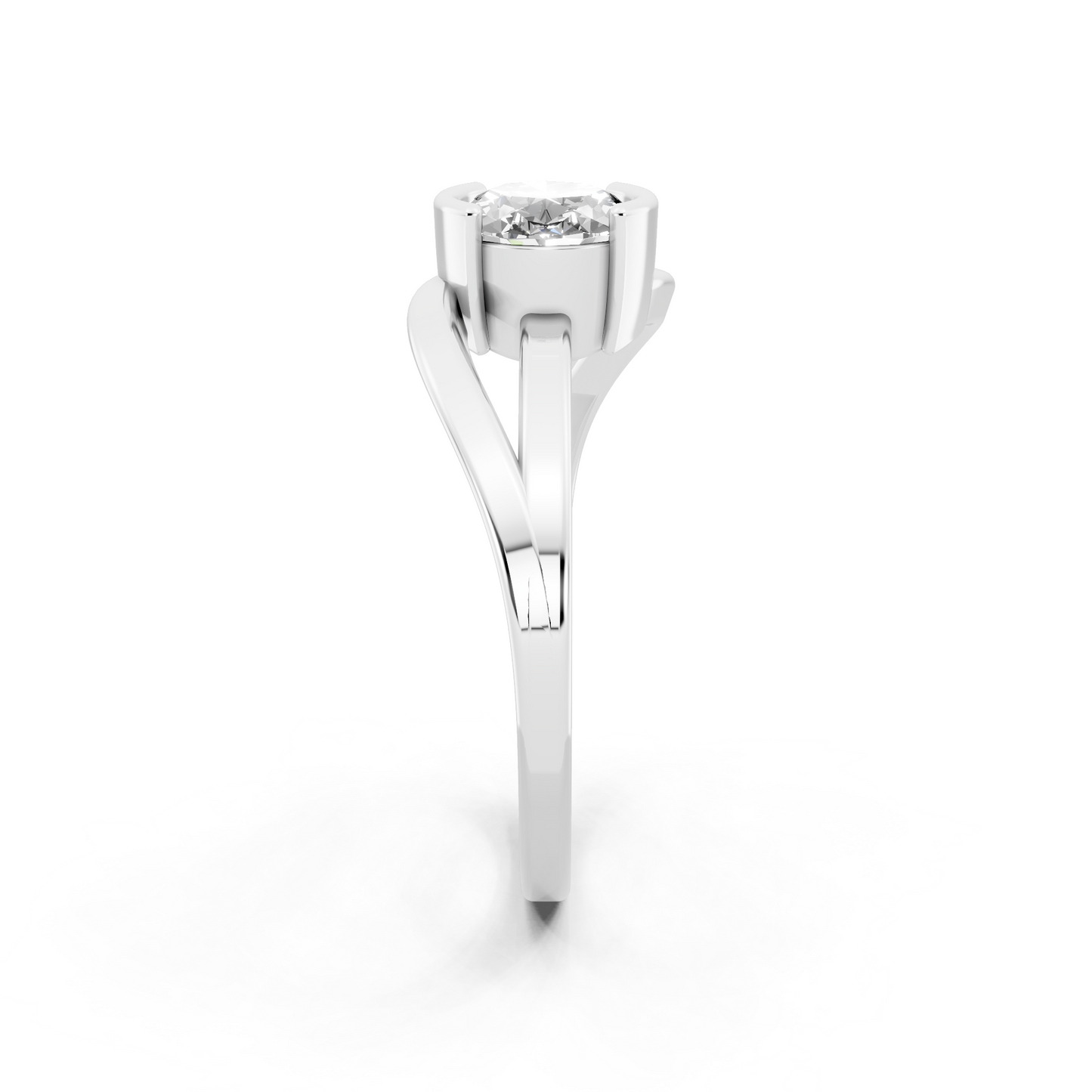 Sculptural Oval Solitaire Ring in Gold Tone