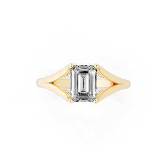 Architectural crossover solitaire-style ring