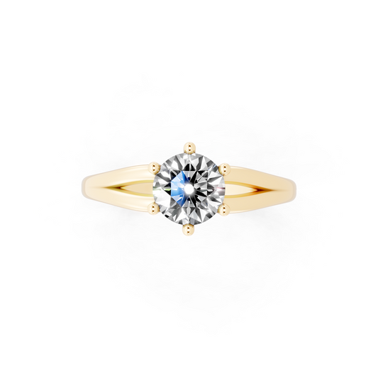 Round solitaire-inspired split-shank ring
