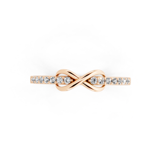 Rose Gold Tone Infinity Crossover Lab Grown Diamond Fashion Ring