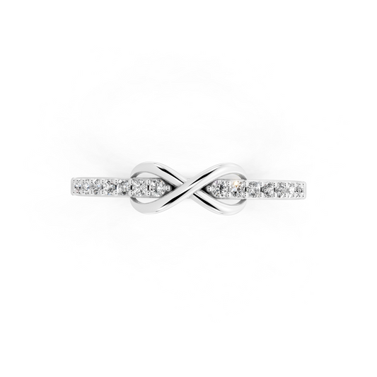 White Gold Tone Infinity Crossover Lab Grown Diamond Fashion Ring