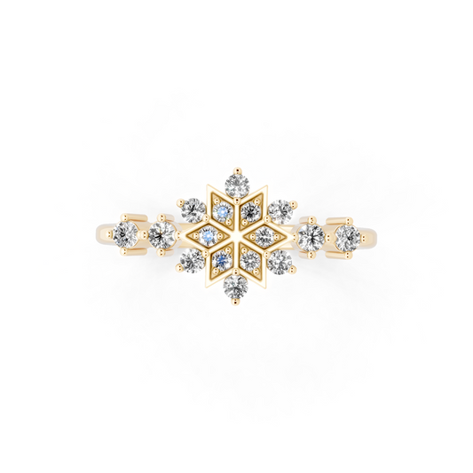 Premium Snowflake-Inspired Gold Tone Ring with Luminous White Stone Accent