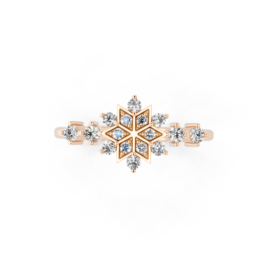 Premium Snowflake-Inspired Gold Tone Ring with Luminous White Stone Accent