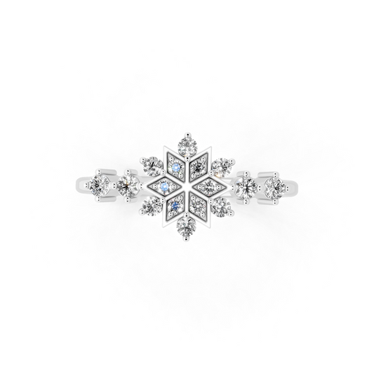 Premium Snowflake-Inspired Gold Tone Ring with Luminous White Stone Accent