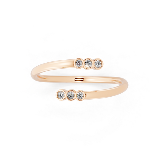 Elegant Open Cuff Diamond Ring with Round Brilliant Stones