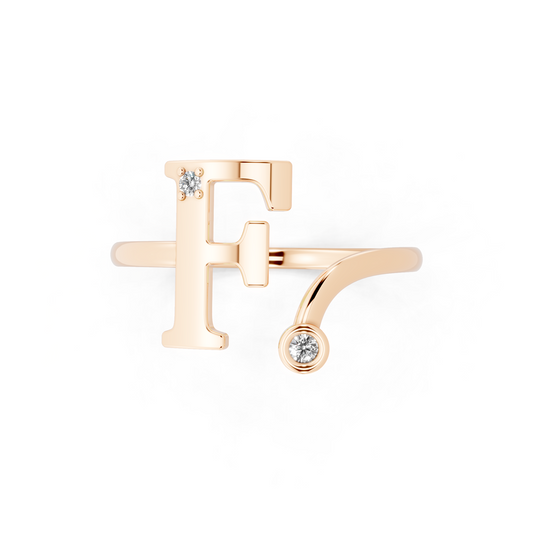 Luxury Rose Gold Monogram Ring – Diamond Accent Initial Ring for Everyday Elegance