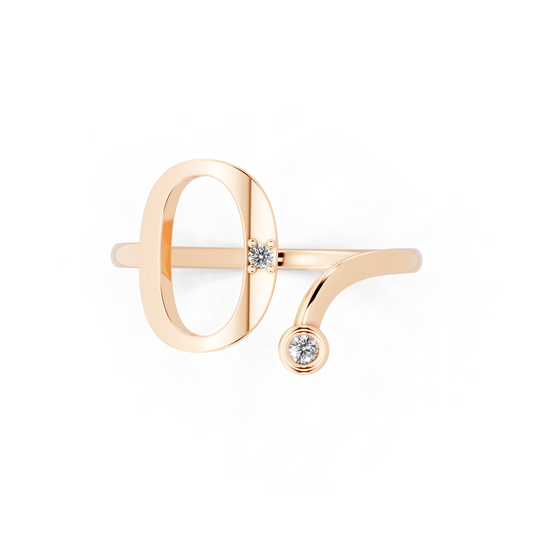 Rose Gold Sculptural Open Diamond Ring - Modern Statement Elegance
