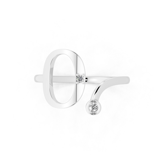 White Gold Sculptural Open Diamond Ring - Modern Statement Elegance