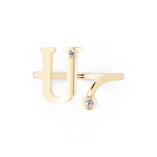 Aveline U-Frame Open Ring with White Stone Accents