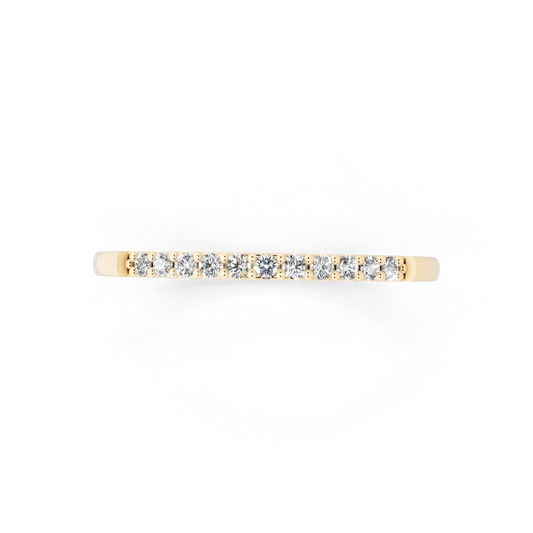 Minimal Yellow Gold Tone Half Eternity Style Band Ring with Refined White Sparkle
