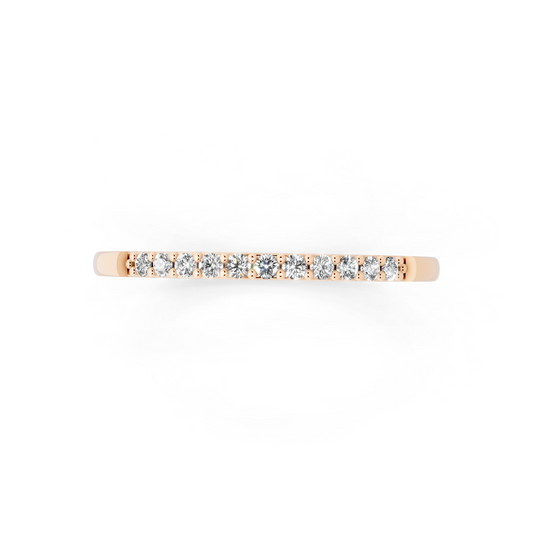 Minimal Rose Gold Tone Half Eternity Style Band Ring with Refined White Sparkle