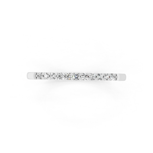 Minimal White Gold Tone Half Eternity Style Band Ring with Refined White Sparkle
