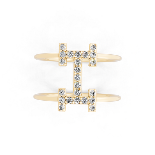Yellow Gold Tone Lab Grown Diamond Cross Ring Premium Open Statement Ring for Women By RJH
