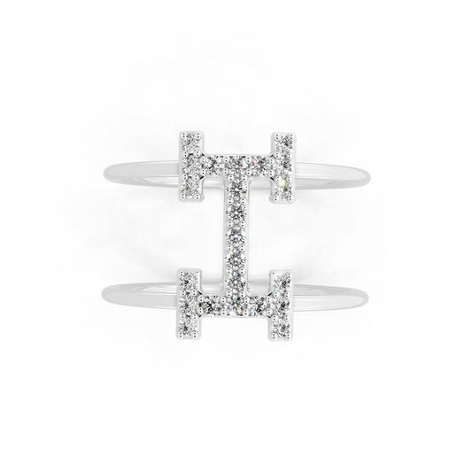 White Gold Tone Lab Grown Diamond Cross Ring Premium Open Statement Ring for Women By RJH