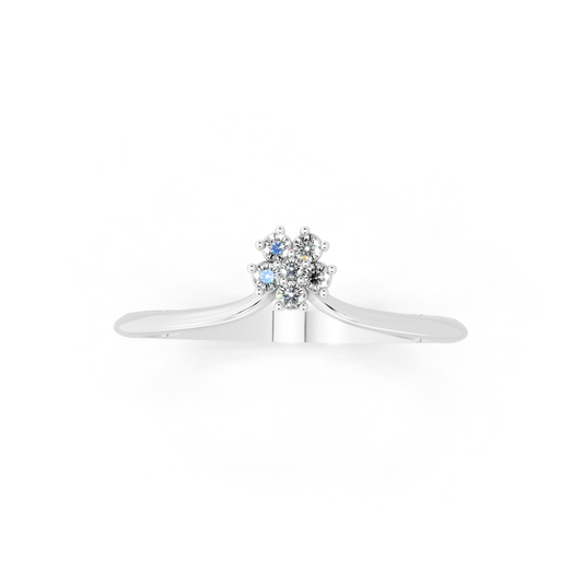 Romantic Floral Cluster Ring in White Gold Tone - Premium Everyday Elegance