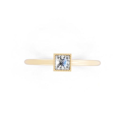 Luxury Yellow Gold Tone Princess Cut Lab Grown Diamond Ring Minimal Elegant Statement by RJH