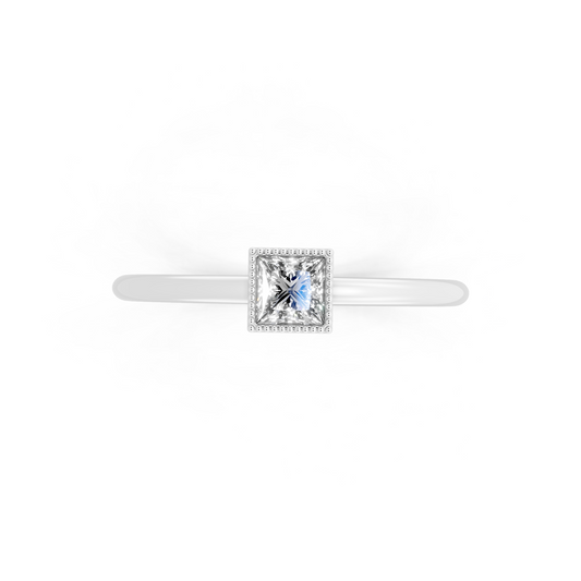 Luxury White Gold Tone Princess Cut Lab Grown Diamond Ring Minimal Elegant Statement by RJH