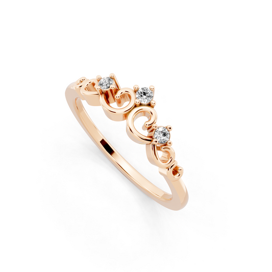Elegant Rose Gold Tone Vintage-Inspired Scroll Band Ring for Women