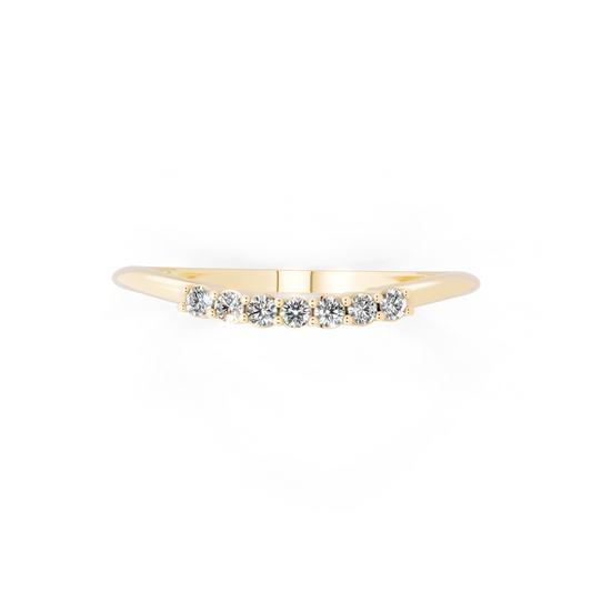 Yellow Gold Tone Curved Band Ring - Elegant Stackable Everyday Luxury