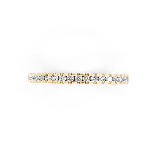 Minimalist Slim Round Brilliant Cut Lab Grown Diamond Ring in Yellow Gold Tone Everyday Luxury Band