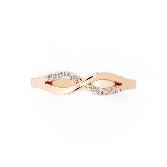 Aveline Infinity Crossover Ring in Rose Gold Tone with White Stone Brilliance