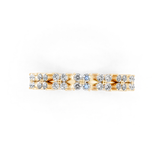 Floréa Radiant Eternity Band in Yellow Gold Tone with White Floral Stone Brilliance