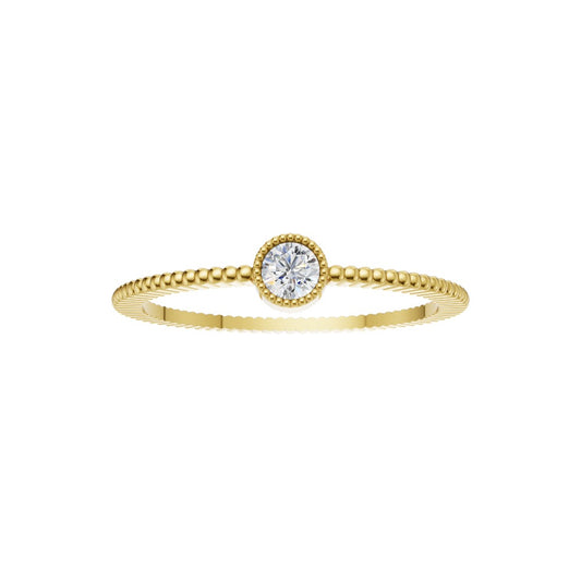 Celeste Beaded Solitaire Diamond Ring