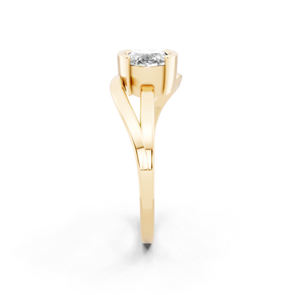 Sculptural Oval Solitaire Ring in Gold Tone