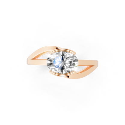 Sculptural Oval Solitaire Ring in Gold Tone