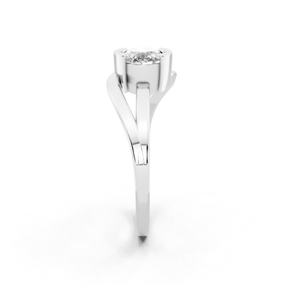 Sculptural Oval Solitaire Ring in Gold Tone