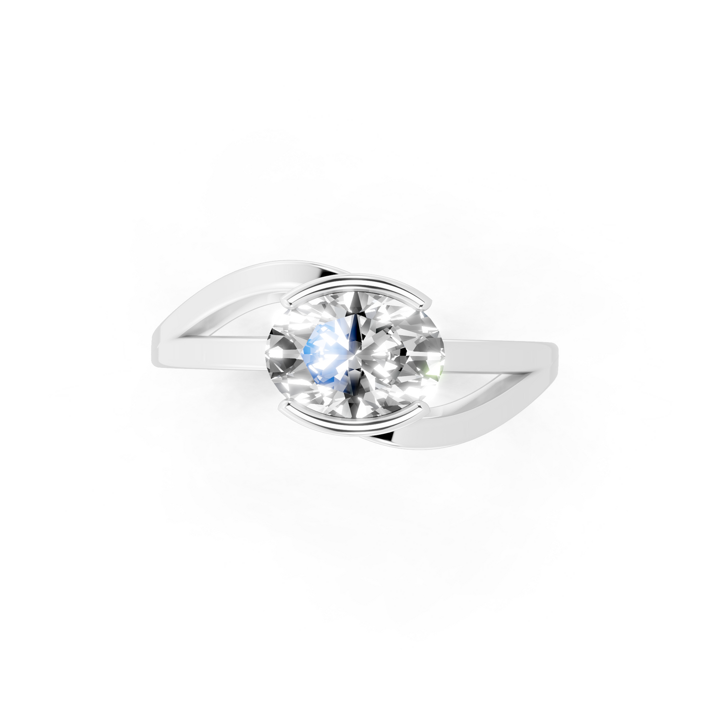 Sculptural Oval Solitaire Ring in Gold Tone