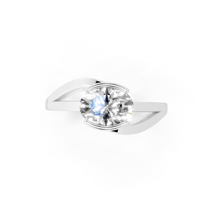 Sculptural Oval Solitaire Ring in Gold Tone