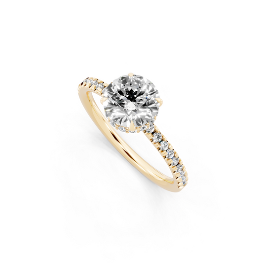 Round Pave Solitaire Ring in  Gold Tone