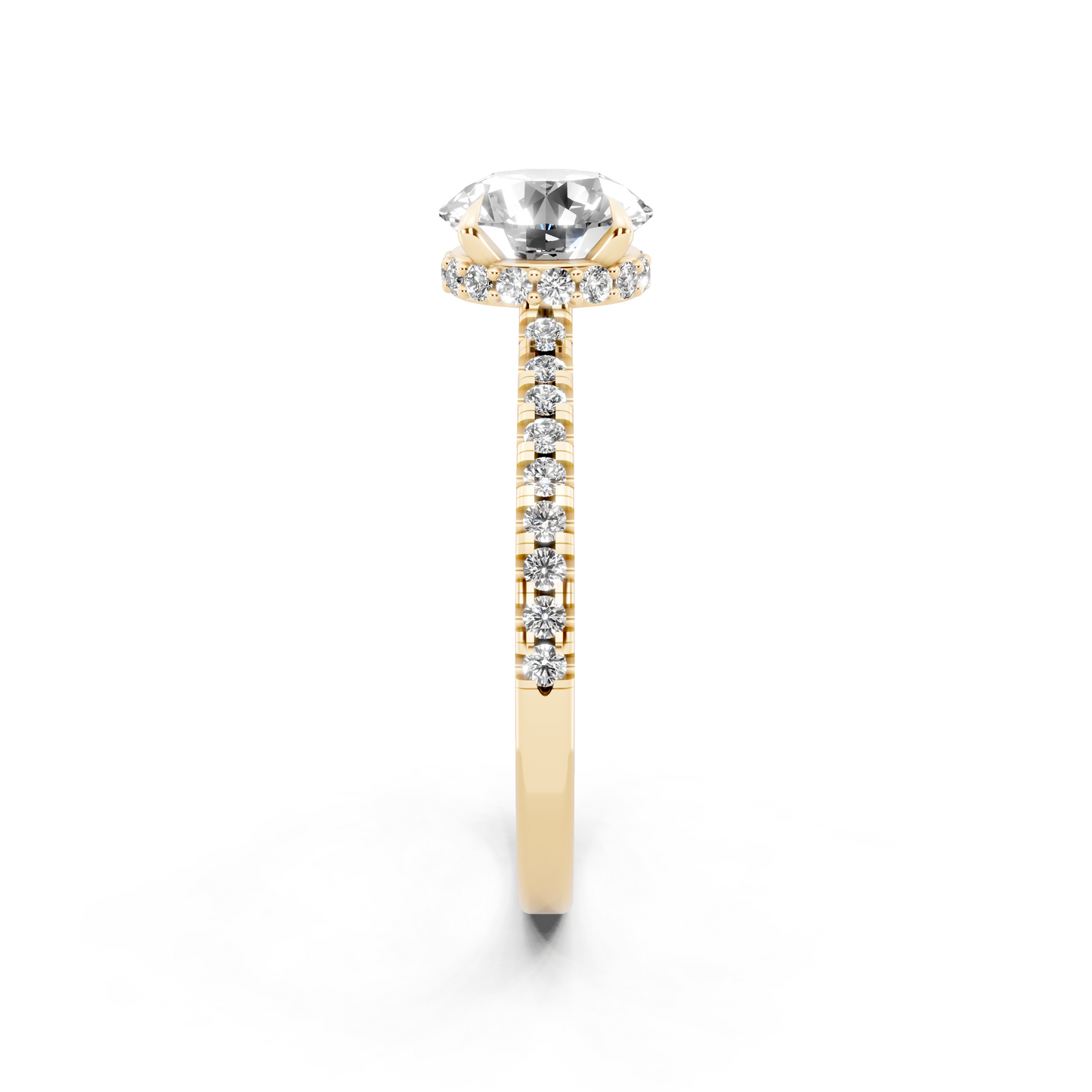 Round Pave Solitaire Ring in  Gold Tone