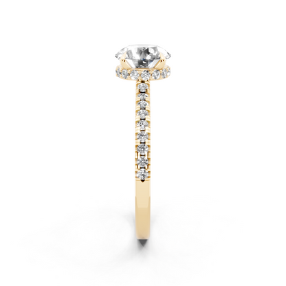 Round Pave Solitaire Ring in  Gold Tone