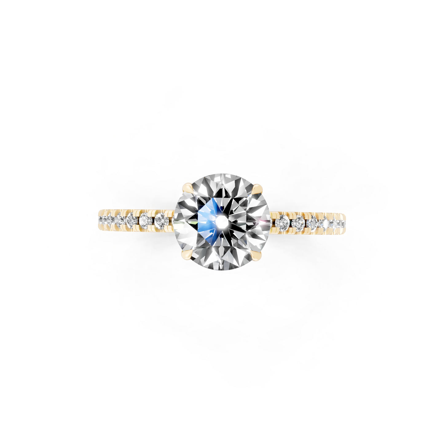 Round Pave Solitaire Ring in  Gold Tone