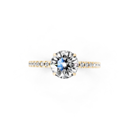 Round Pave Solitaire Ring in  Gold Tone