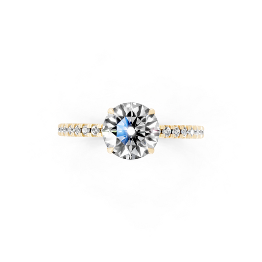 Round Pave Solitaire Ring in  Gold Tone