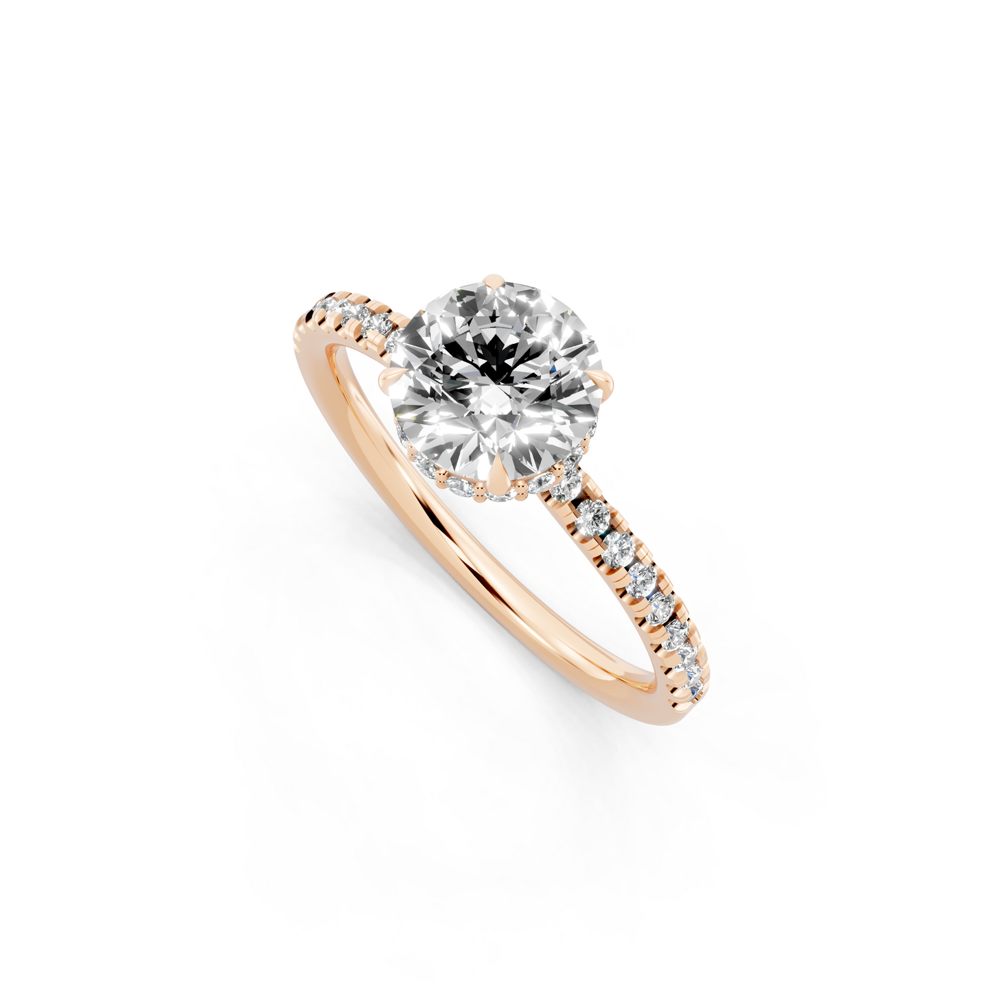 Round Pave Solitaire Ring in  Gold Tone