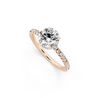 Round Pave Solitaire Ring in  Gold Tone