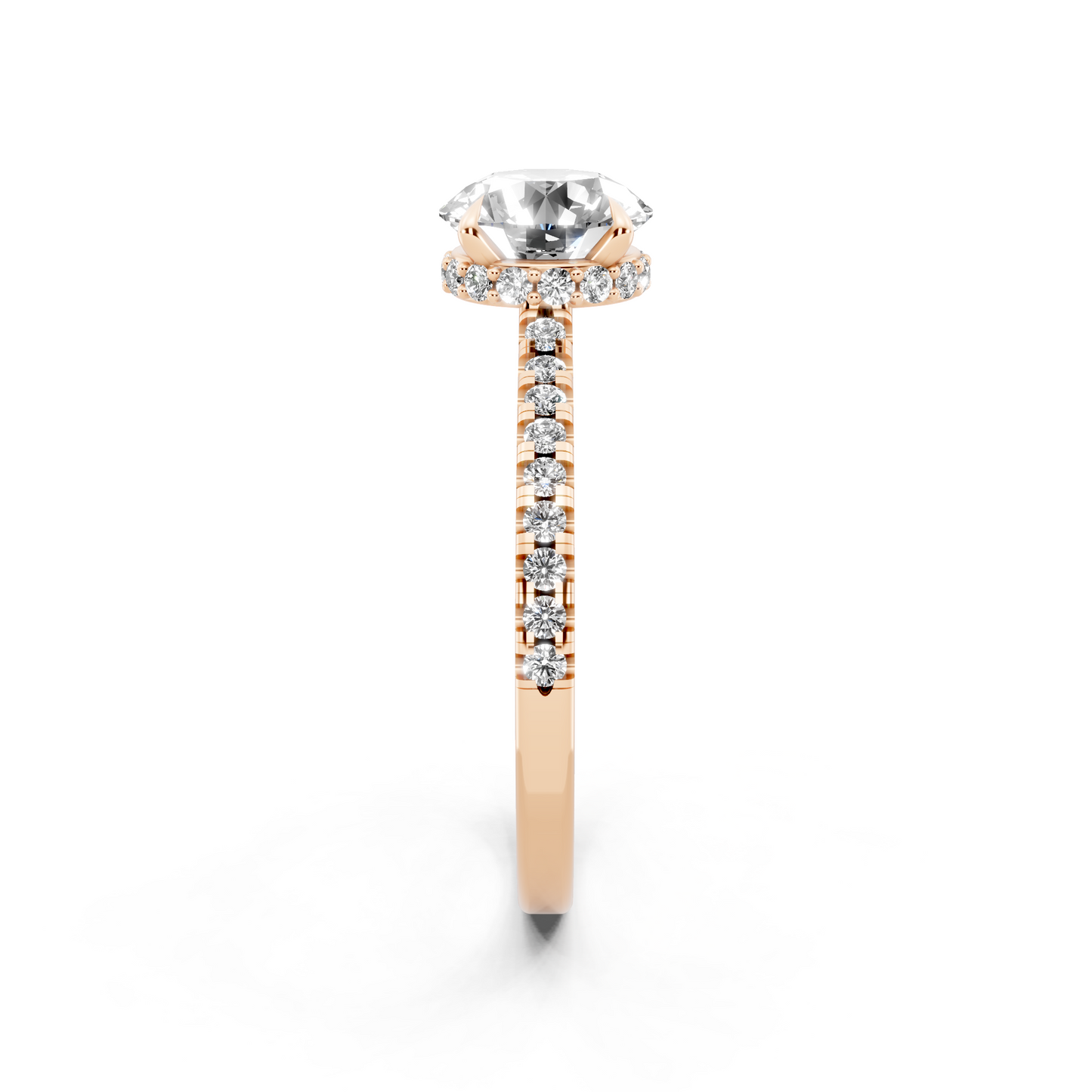 Round Pave Solitaire Ring in  Gold Tone