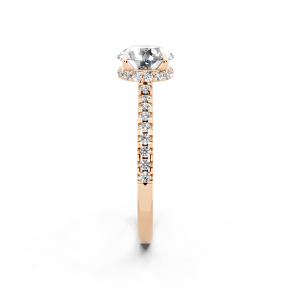 Round Pave Solitaire Ring in  Gold Tone