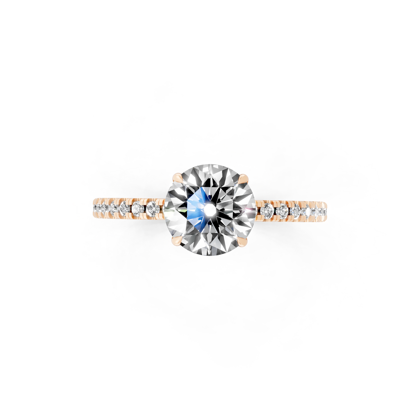 Round Pave Solitaire Ring in  Gold Tone