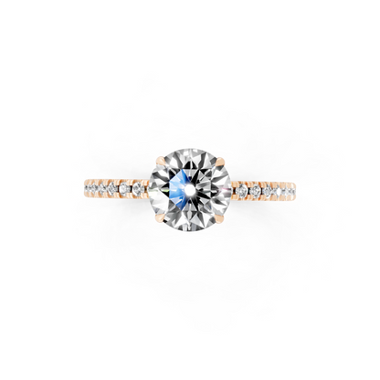 Round Pave Solitaire Ring in  Gold Tone