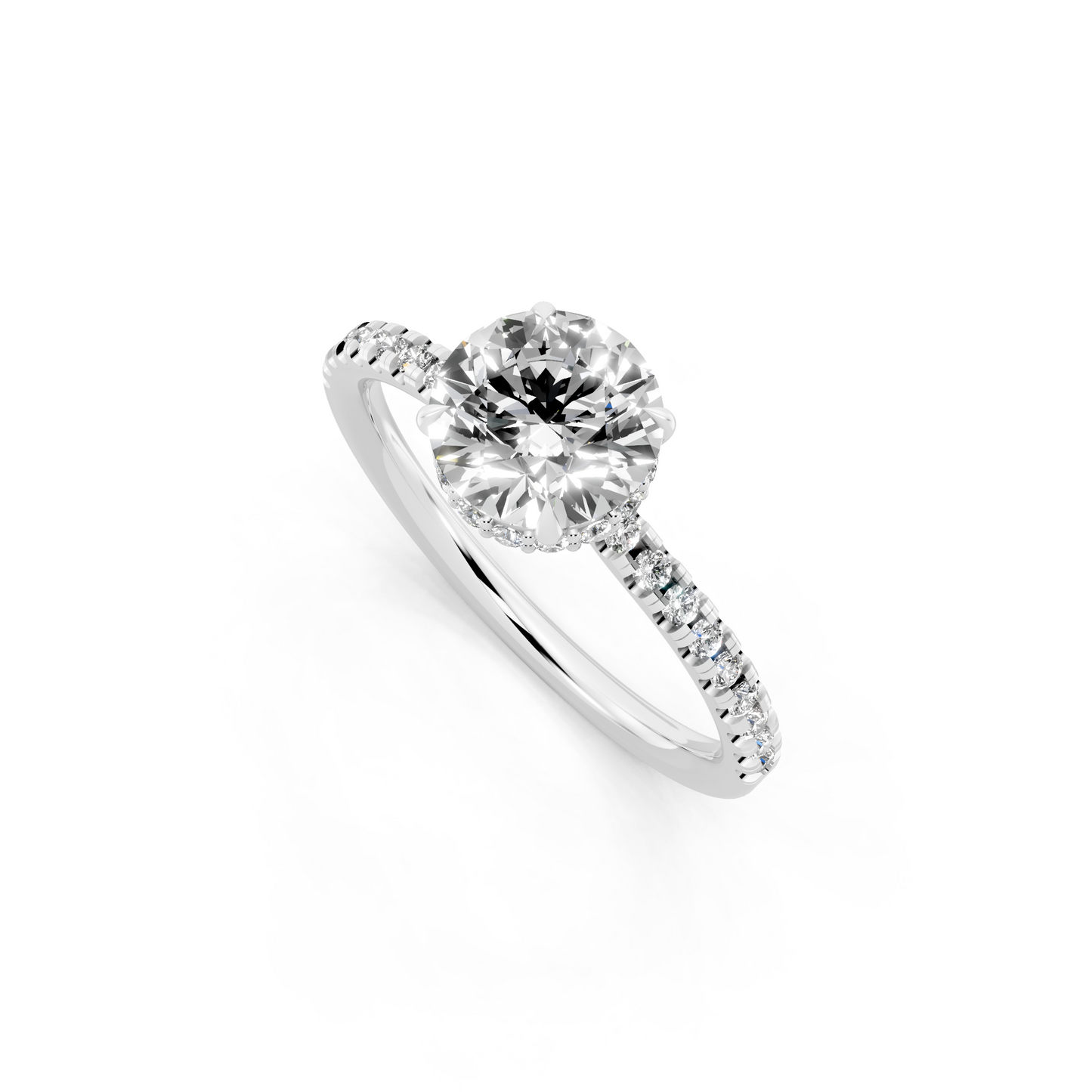 Round Pave Solitaire Ring in  Gold Tone