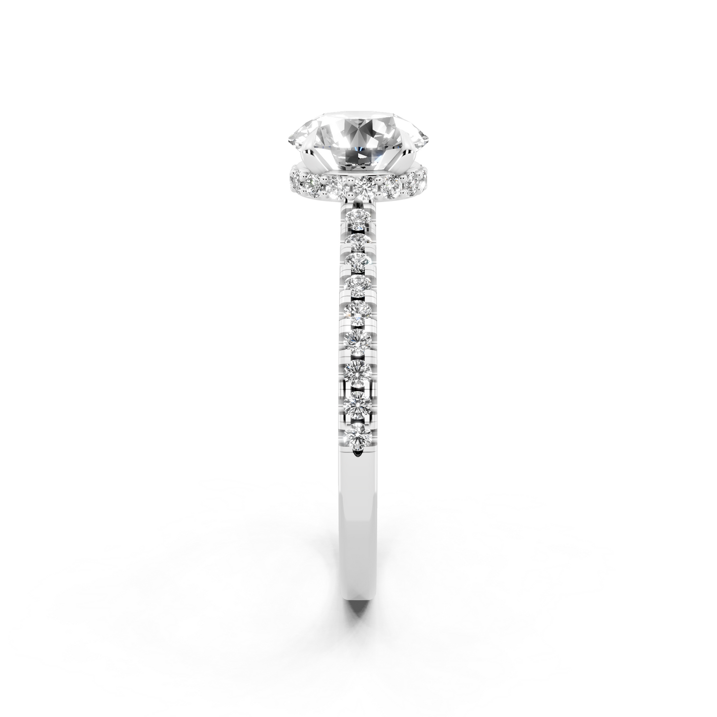 Round Pave Solitaire Ring in  Gold Tone