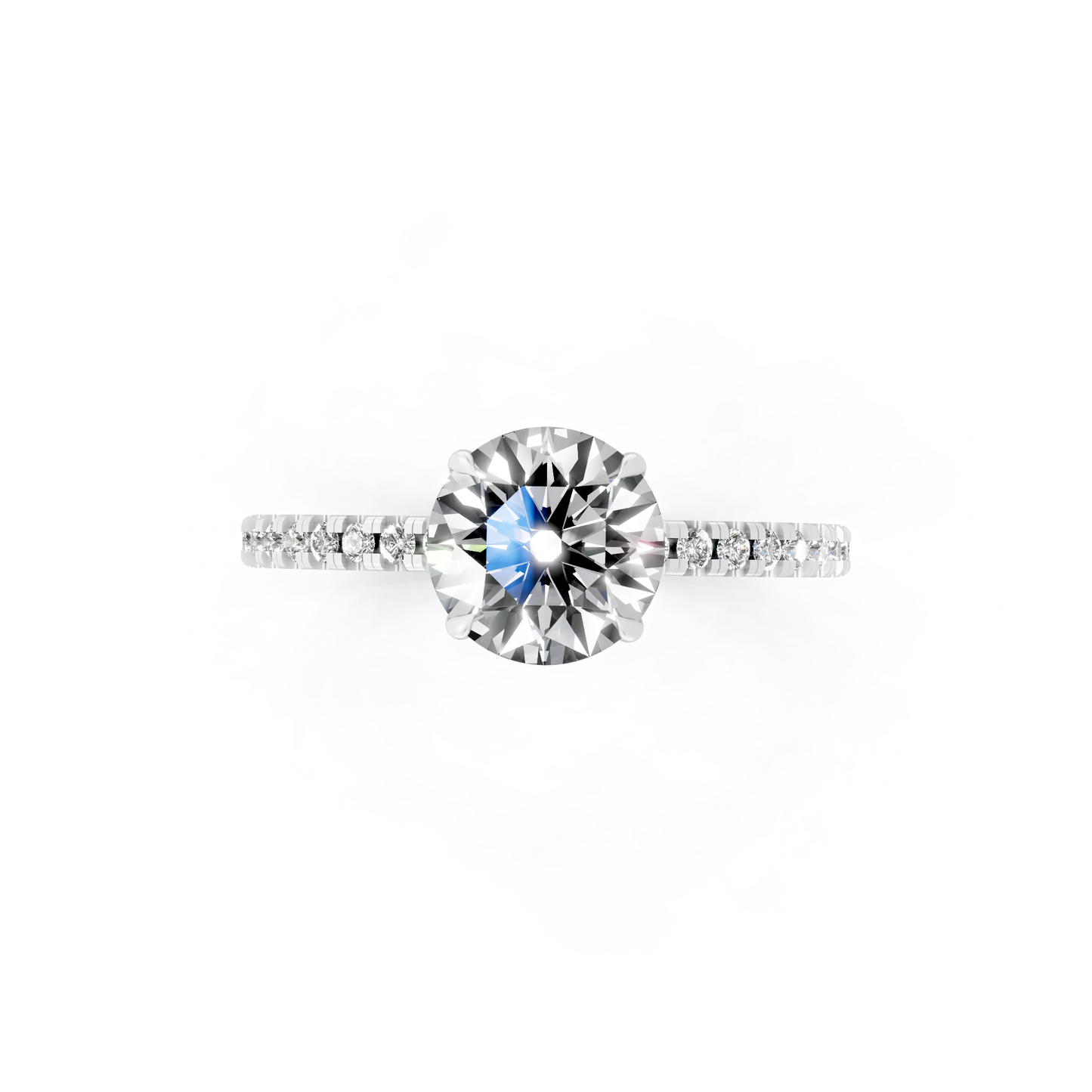Round Pave Solitaire Ring in  Gold Tone