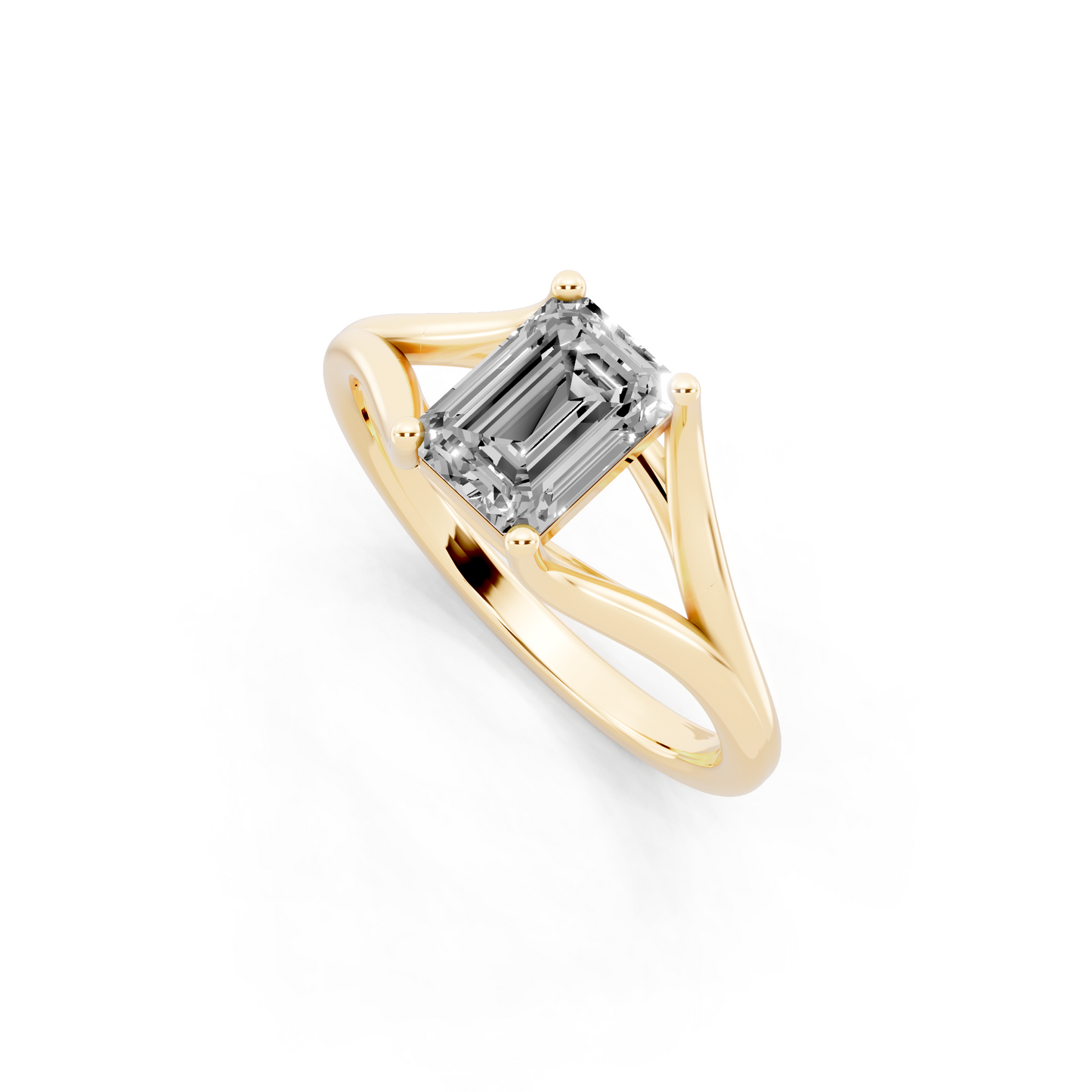 Architectural crossover solitaire-style ring