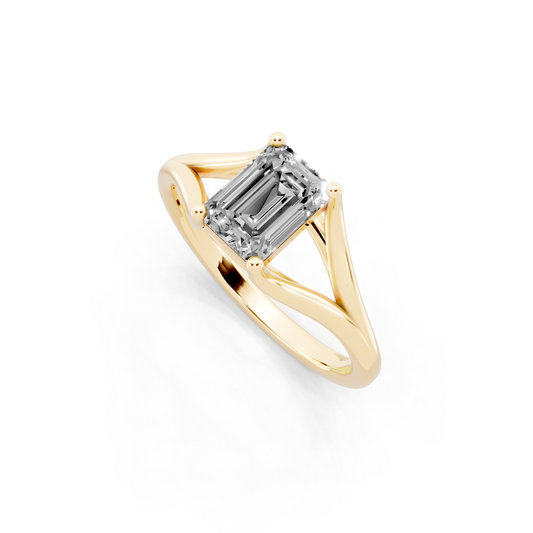 Architectural crossover solitaire-style ring