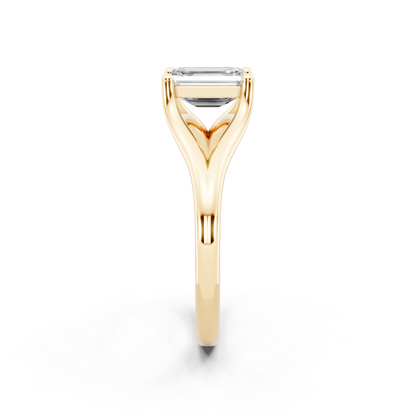Architectural crossover solitaire-style ring